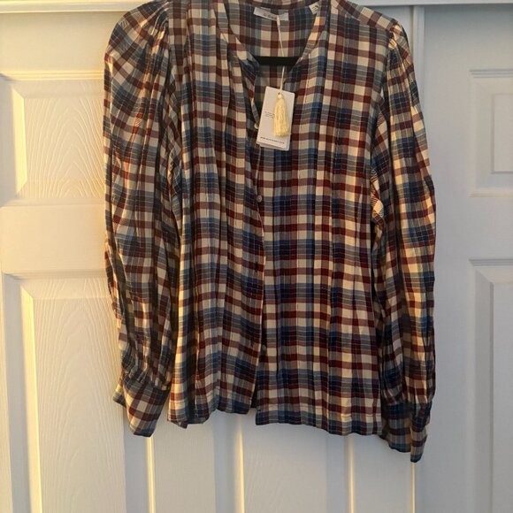 DÔ E N Harlow Plaid Blouse, NWT, Sz L - Picture 4 of 9